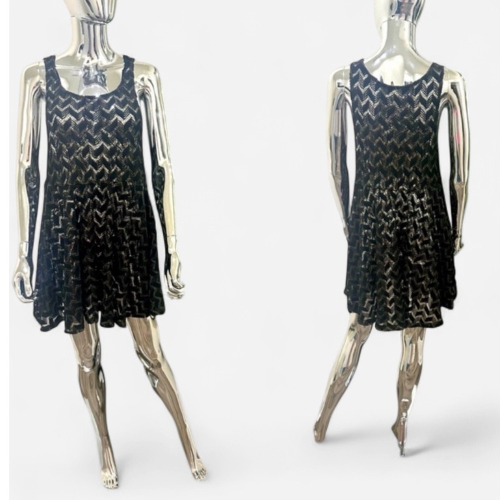Free People Black and Green Mesh Dress S